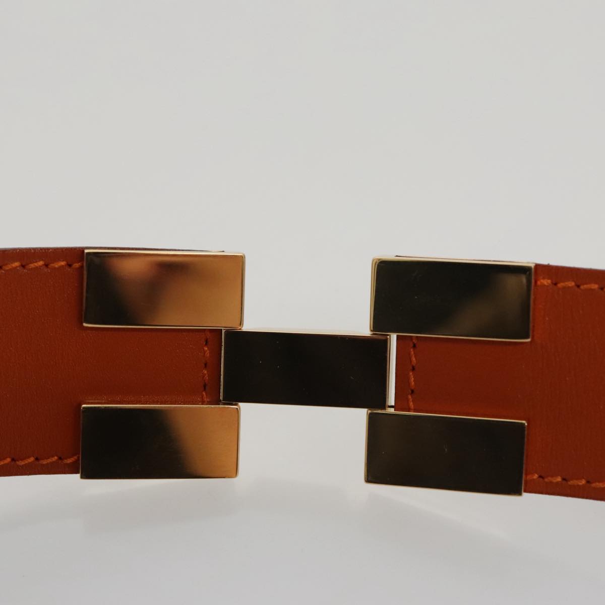 HERMES Belt Leather 31.1"""""""" Orange Auth 104685
