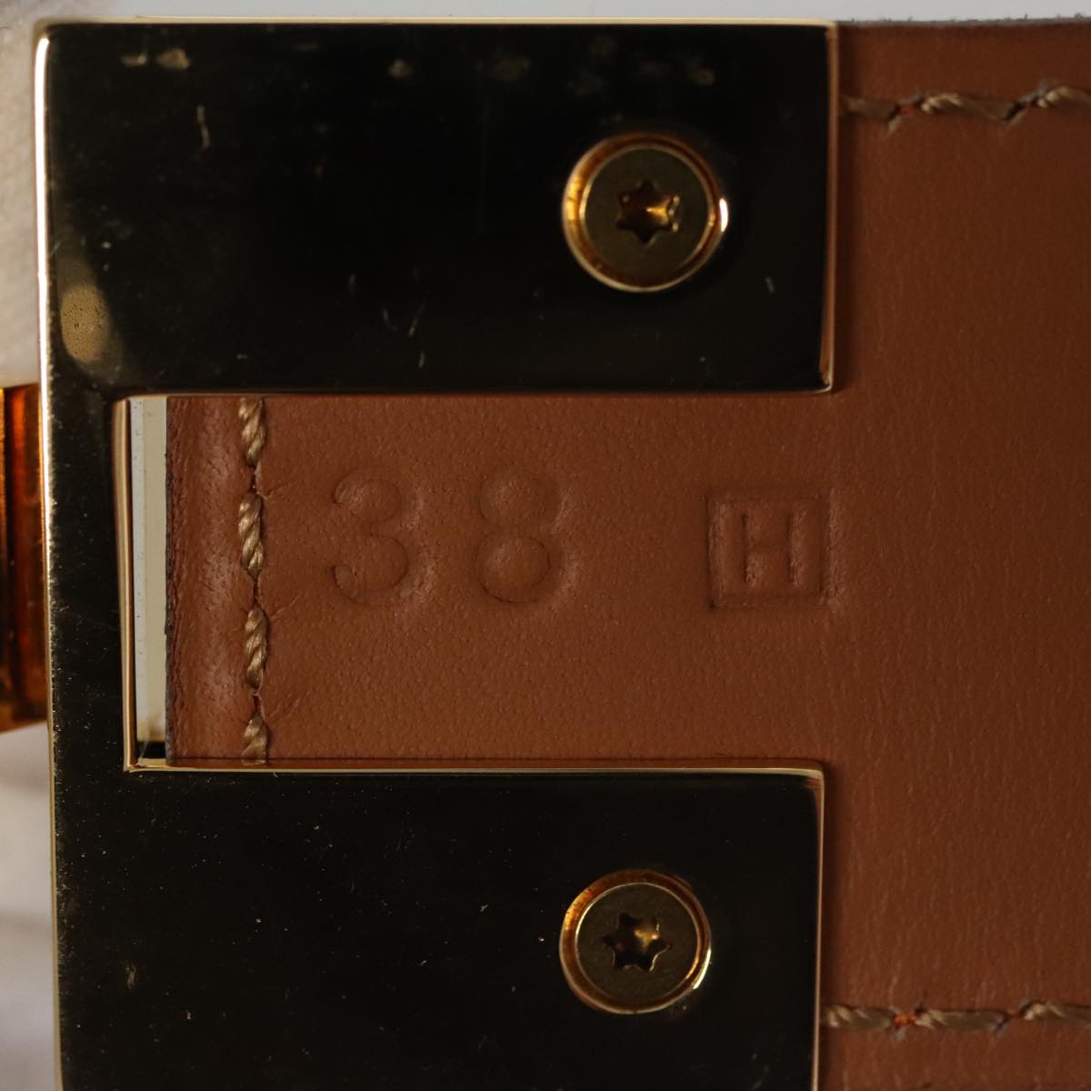 HERMES Belt Leather 31.1"""""""" Orange Auth 104685