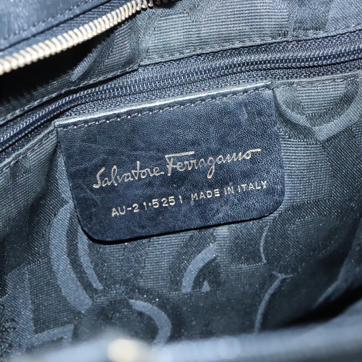 Salvatore Ferragamo Vala Hand Bag Canvas Black Auth 104705