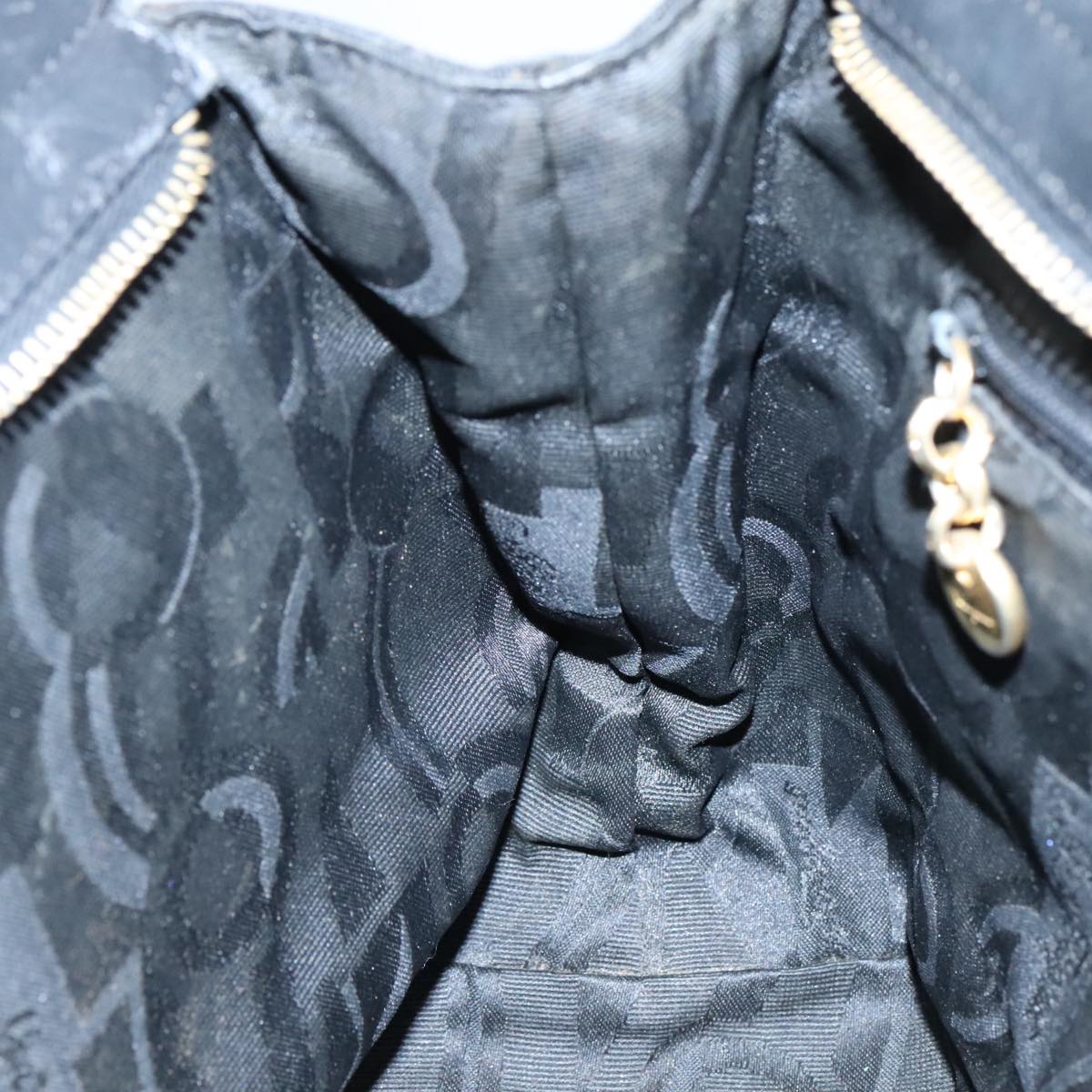 Salvatore Ferragamo Vala Hand Bag Canvas Black Auth 104705