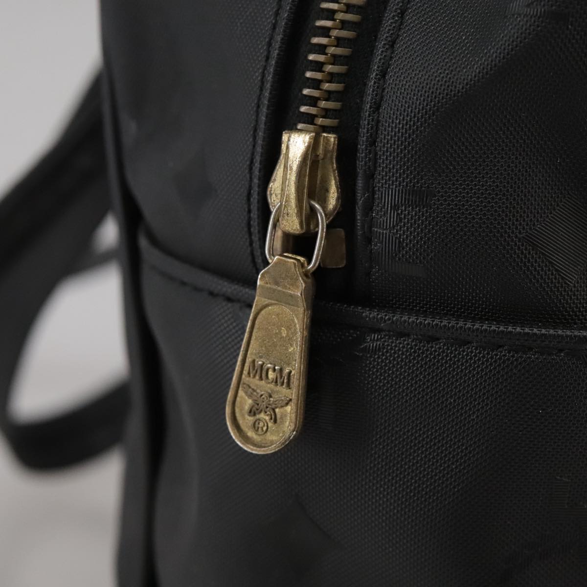 MCM Vicetos Logogram Shoulder Bag PVC Black Auth 104709