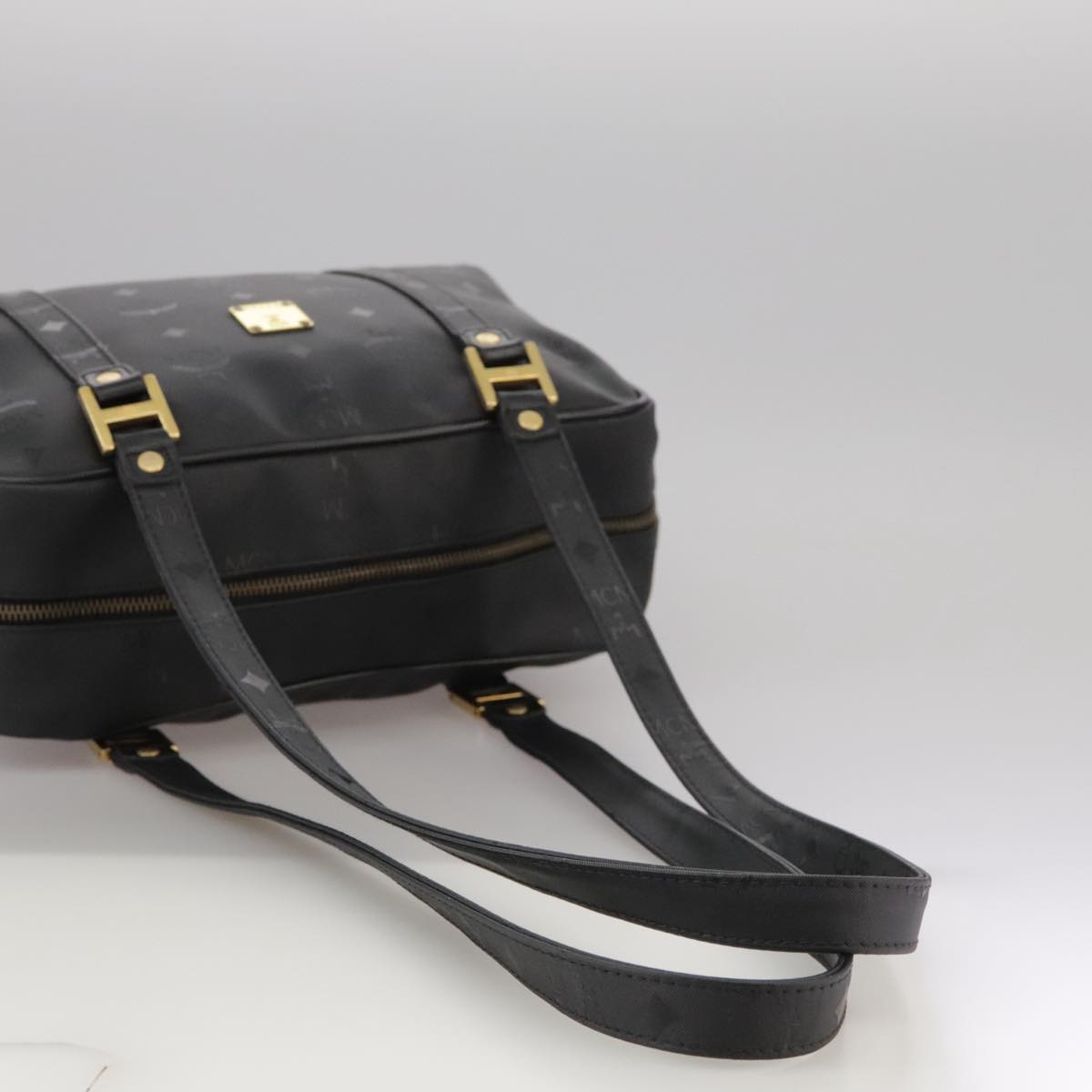 MCM Vicetos Logogram Shoulder Bag PVC Black Auth 104709