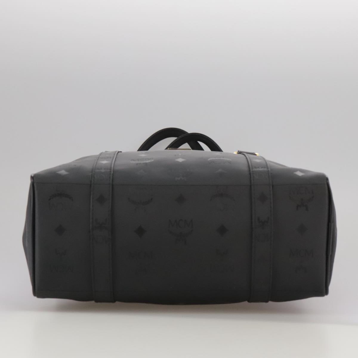 MCM Vicetos Logogram Shoulder Bag PVC Black Auth 104709