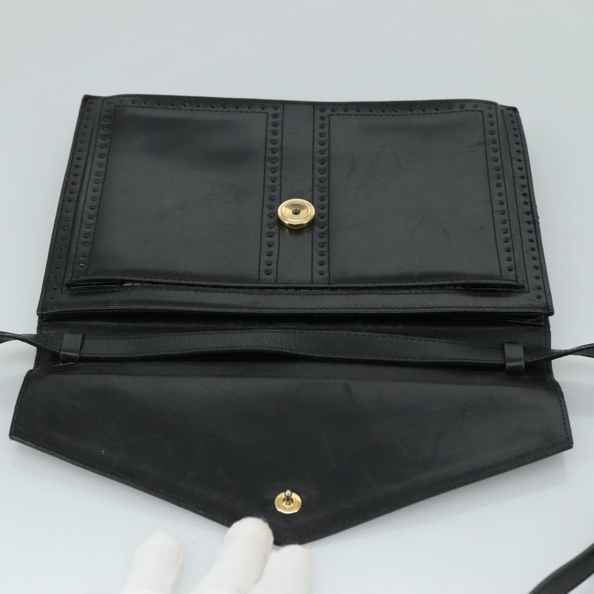 SAINT LAURENT Shoulder Bag Leather Black Auth 104721