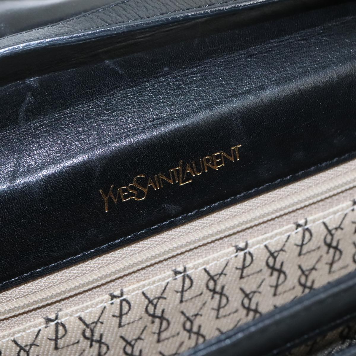 SAINT LAURENT Shoulder Bag Leather Black Auth 104721