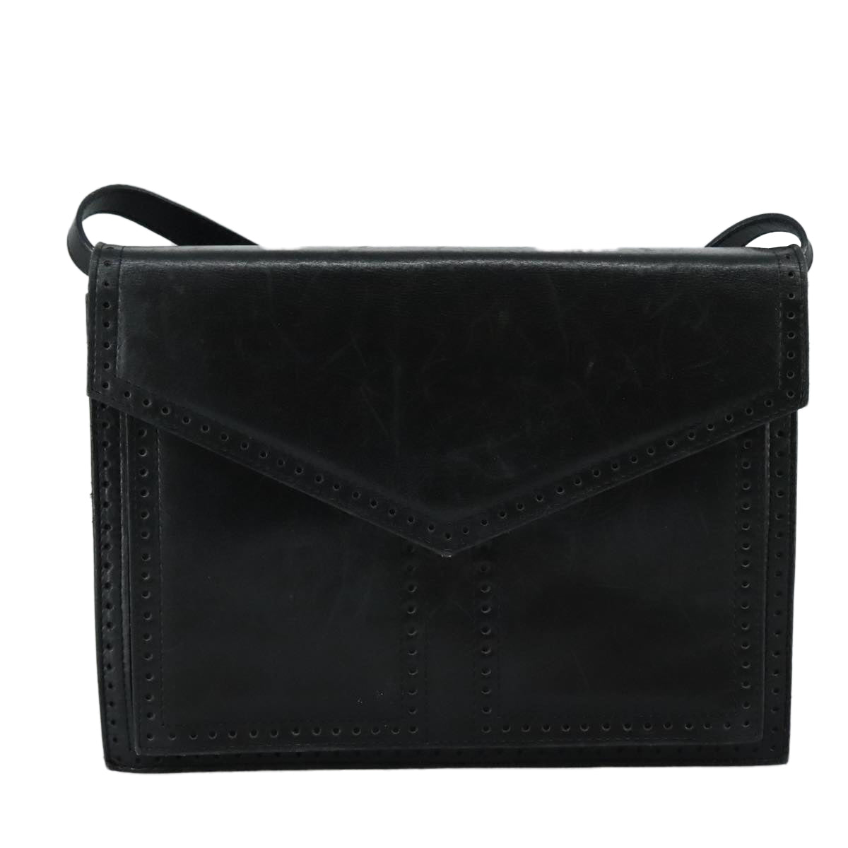 SAINT LAURENT Shoulder Bag Leather Black Auth 104721