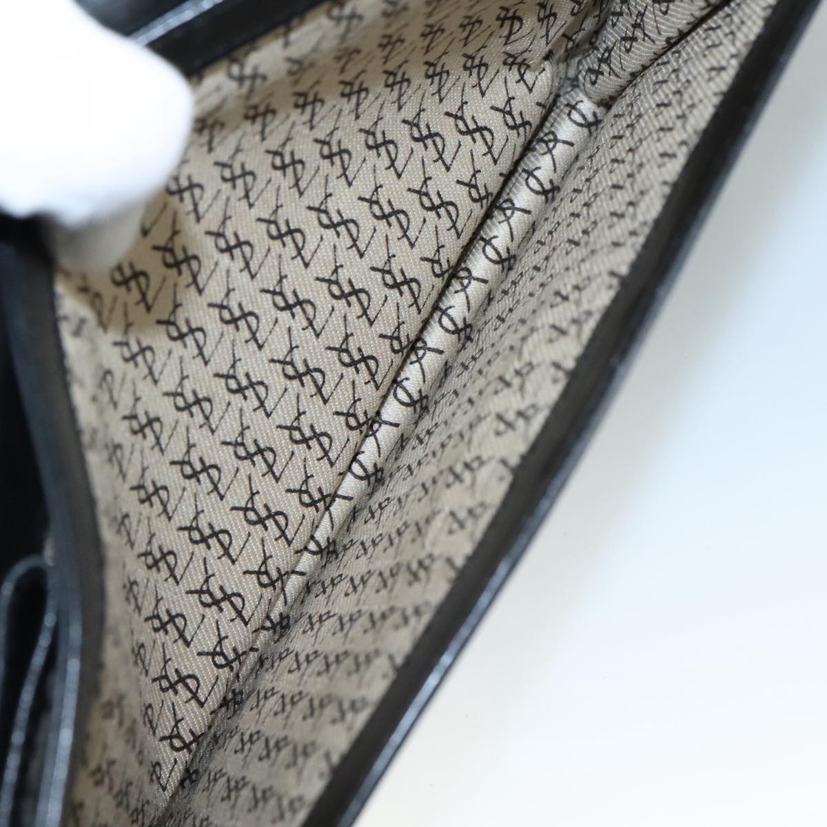 SAINT LAURENT Shoulder Bag Leather Black Auth 104721