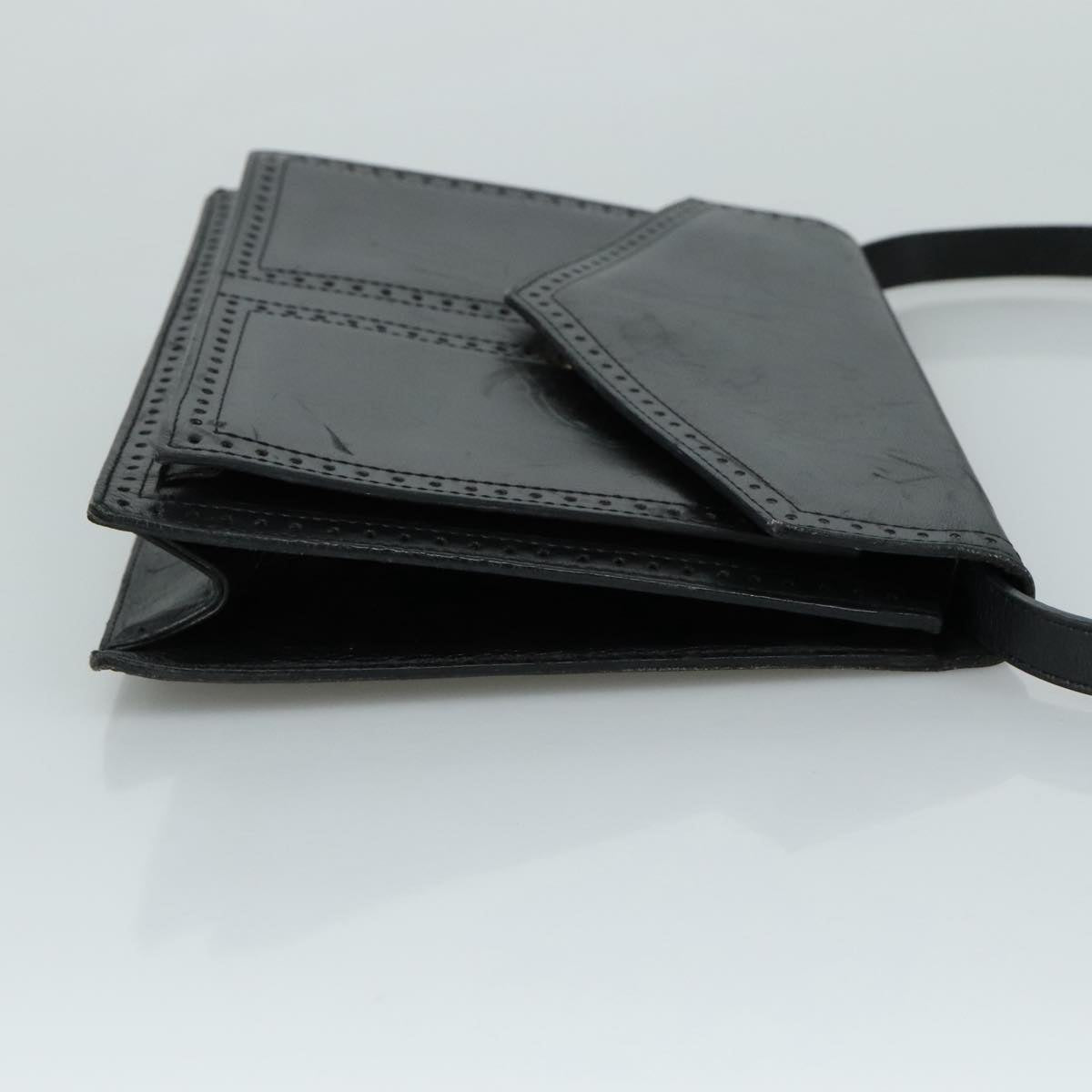SAINT LAURENT Shoulder Bag Leather Black Auth 104721