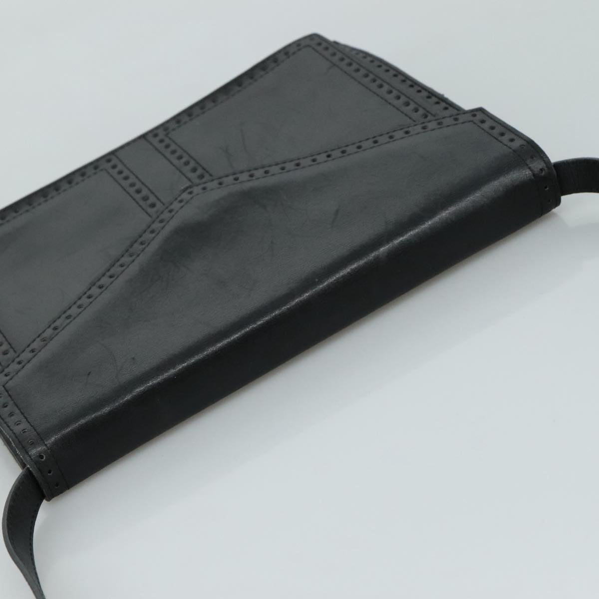SAINT LAURENT Shoulder Bag Leather Black Auth 104721