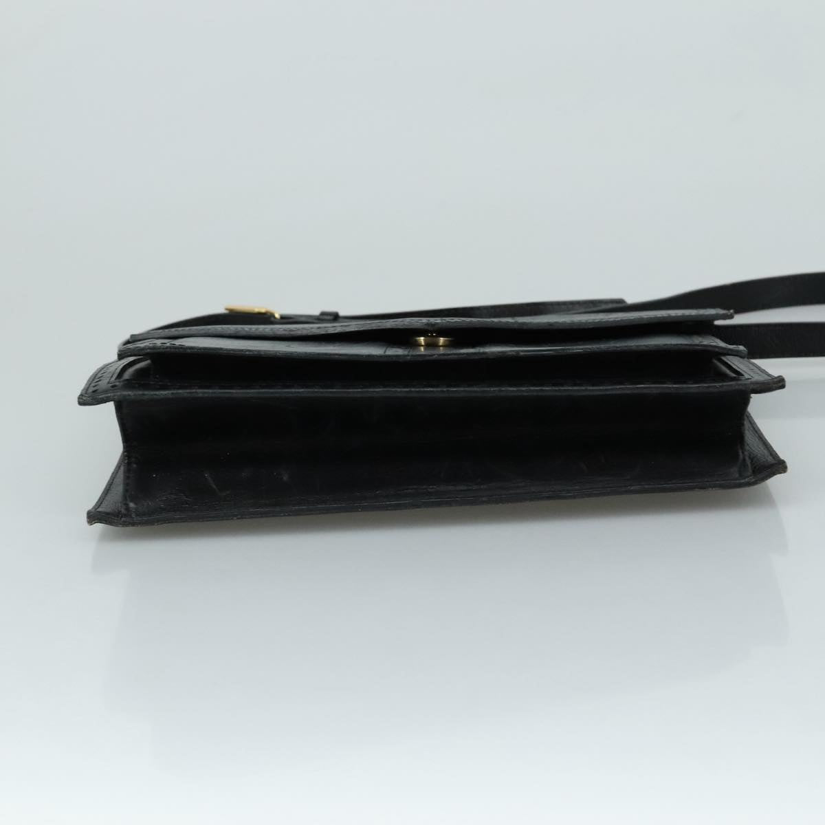 SAINT LAURENT Shoulder Bag Leather Black Auth 104721
