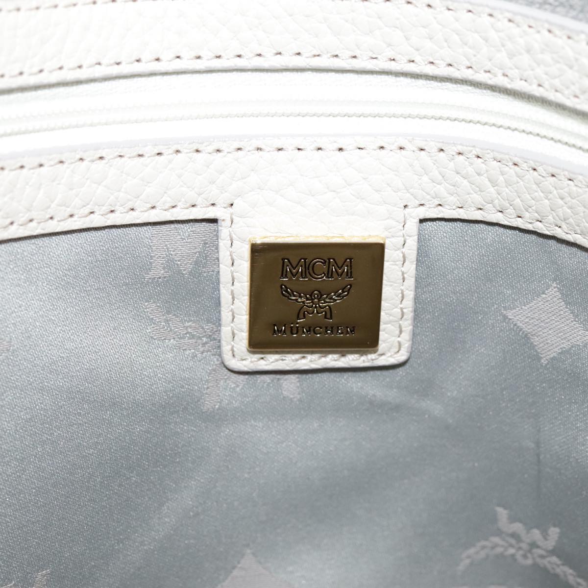 MCM Tote Bag Leather White Auth 104772