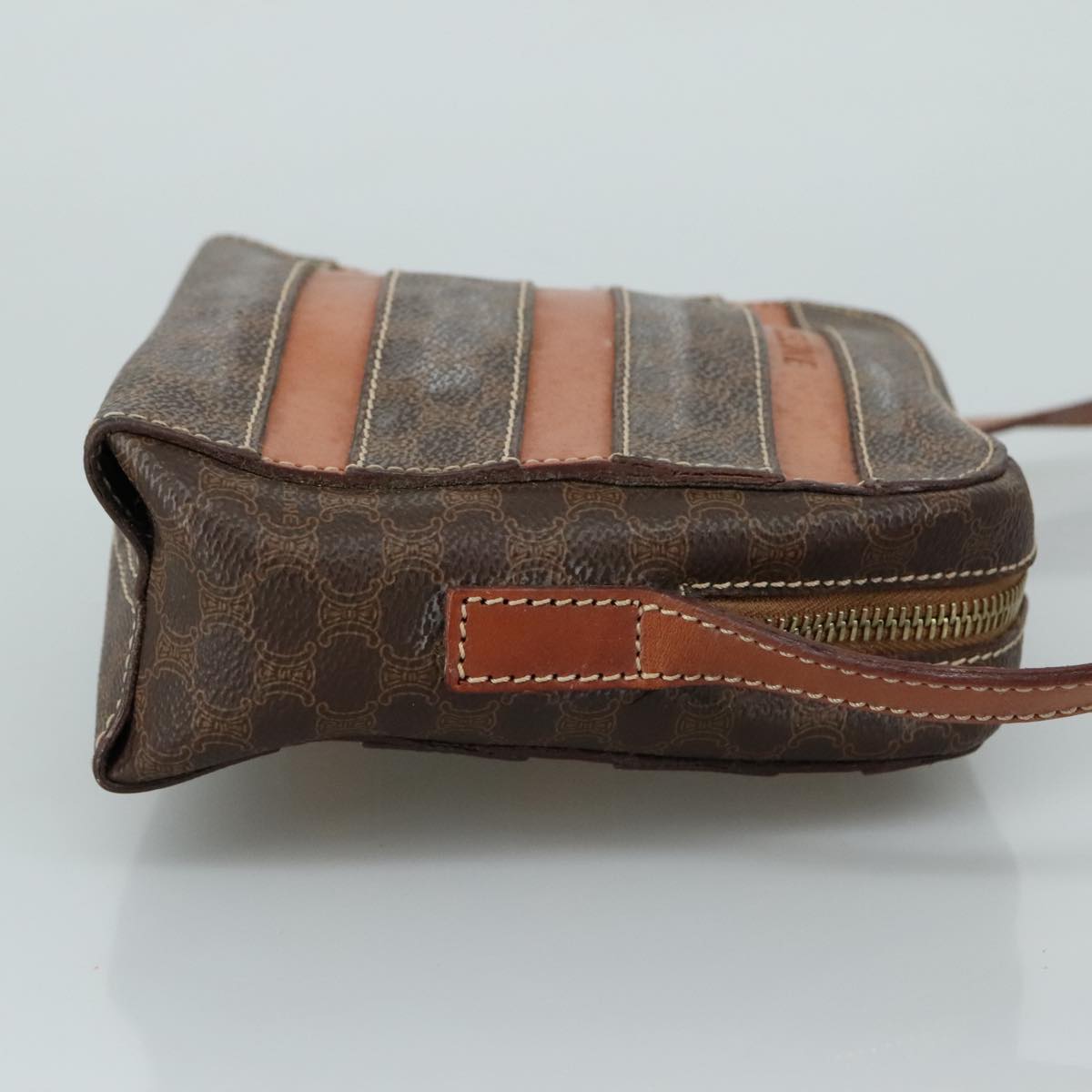 CELINE Macadam Canvas Shoulder Bag PVC Leather Brown Auth 104853