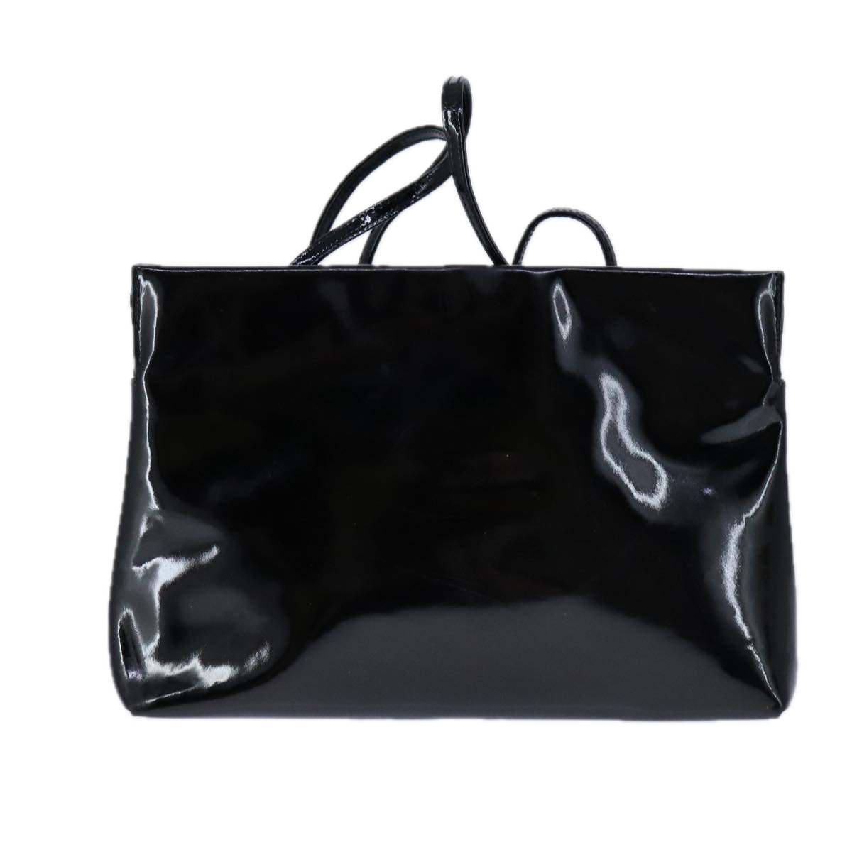 Salvatore Ferragamo Vala Shoulder Bag Enamel Black Auth 104887