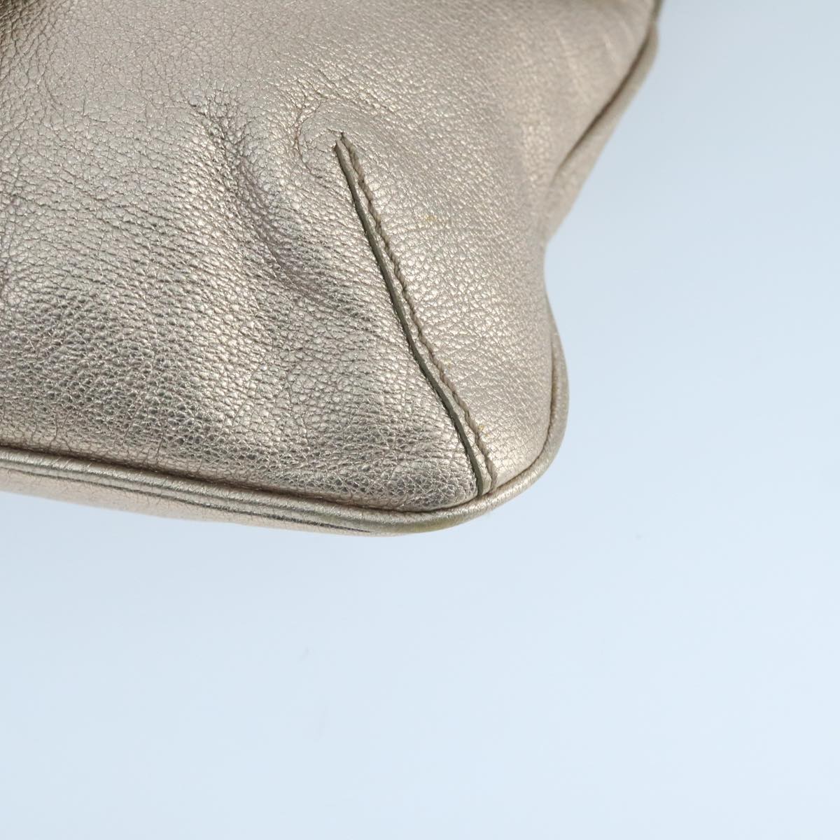 Salvatore Ferragamo Vala Shoulder Bag Leather Champagne Gold Auth 104964