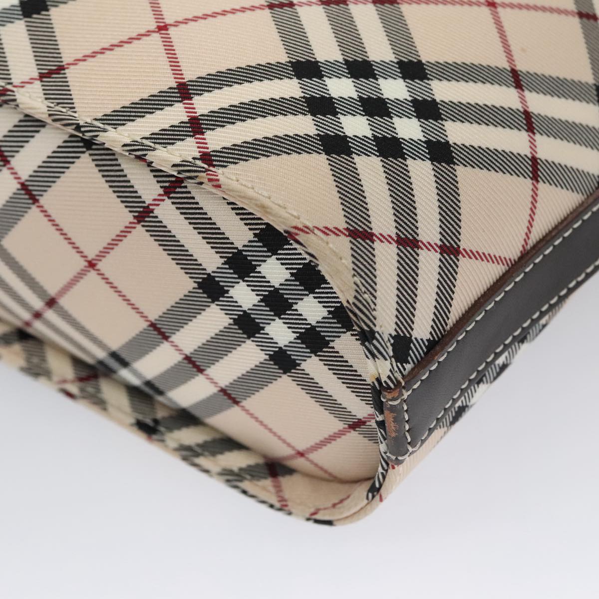 BURBERRY Nova Check Blue Label Shoulder Bag Canvas Beige Auth 105080