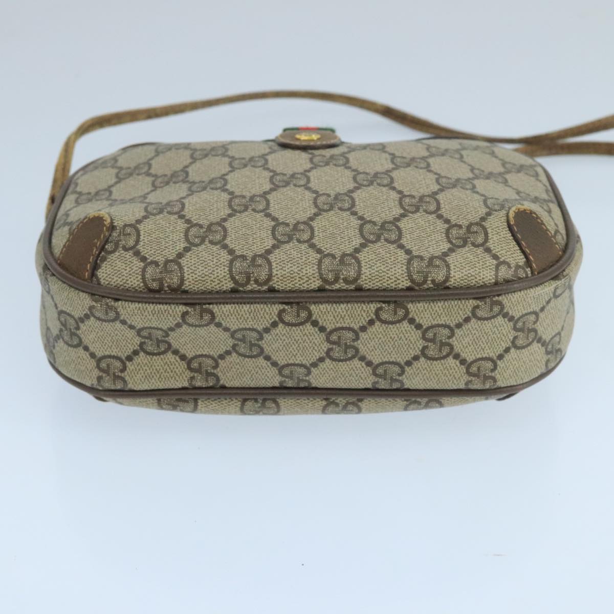 GUCCI GG Supreme Web Sherry Line Shoulder Bag PVC Beige 89 02 066 Auth 105088