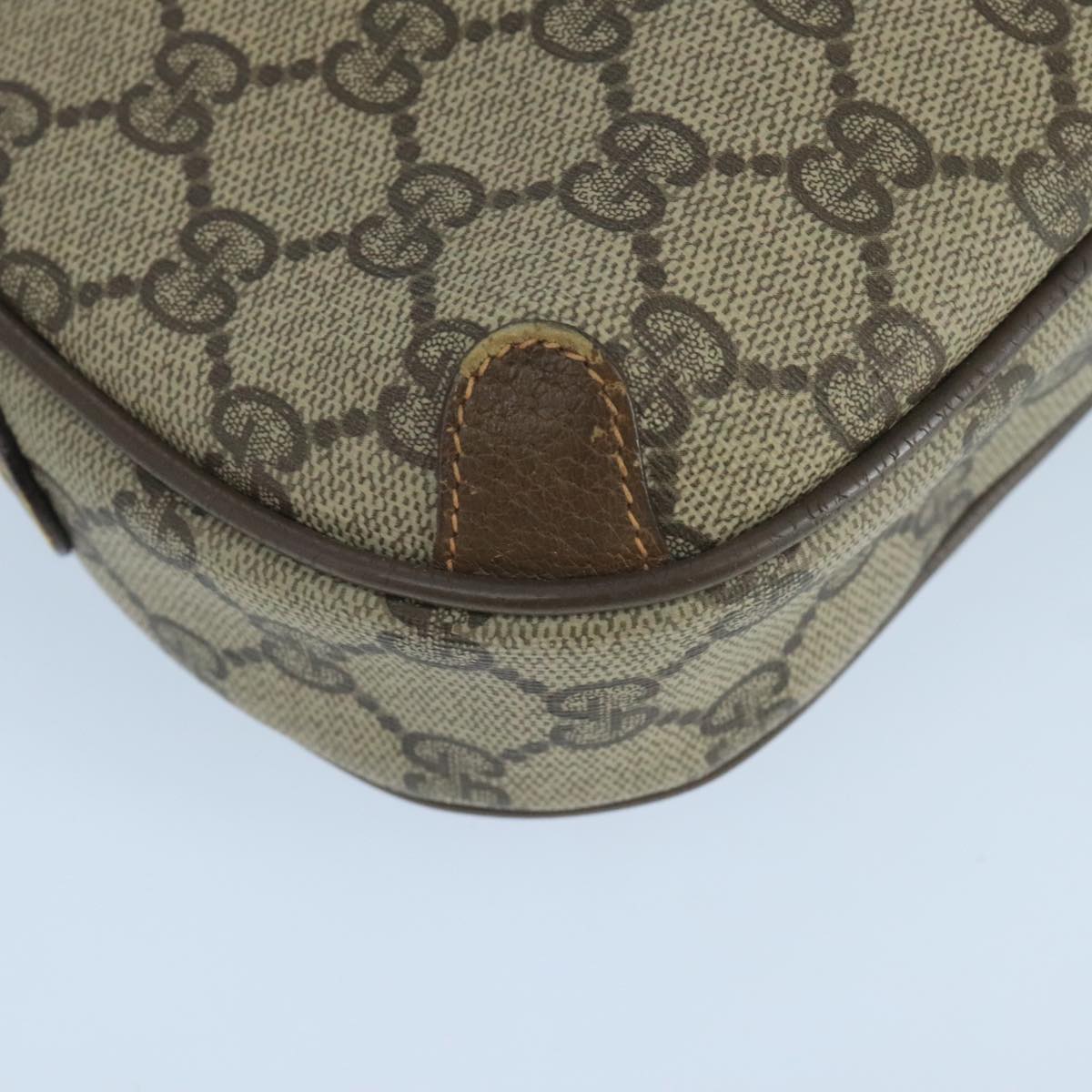 GUCCI GG Supreme Web Sherry Line Shoulder Bag PVC Beige 89 02 066 Auth 105088