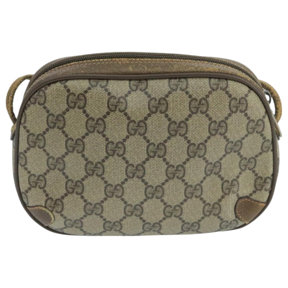 GUCCI GG Supreme Web Sherry Line Shoulder Bag PVC Beige 89 02 066 Auth 105088