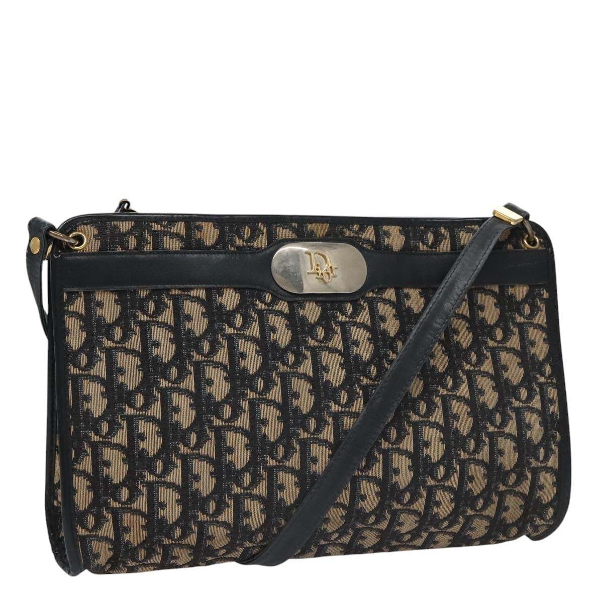 Christian Dior Trotter Canvas Shoulder Bag Navy Auth 105089