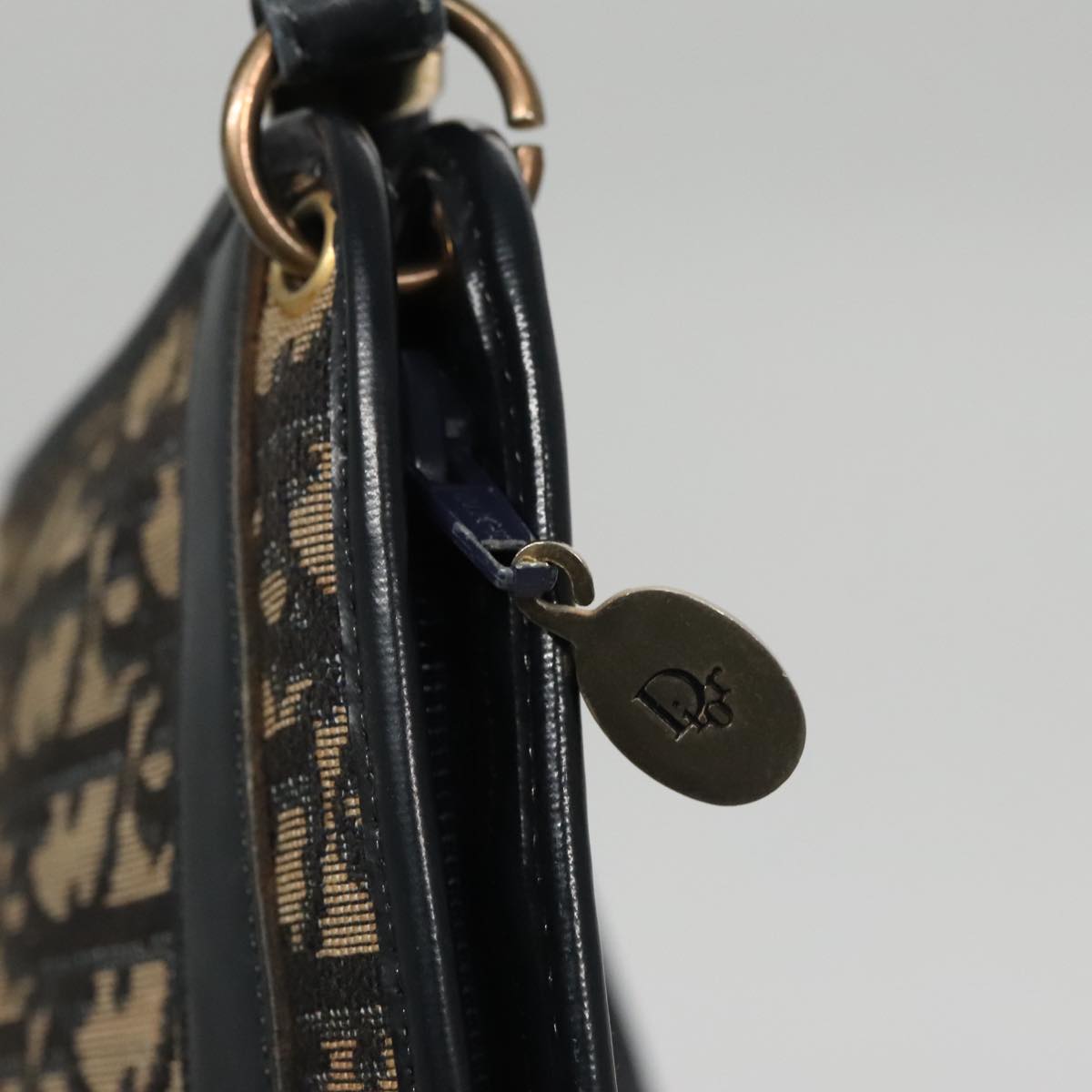 Christian Dior Trotter Canvas Shoulder Bag Navy Auth 105089