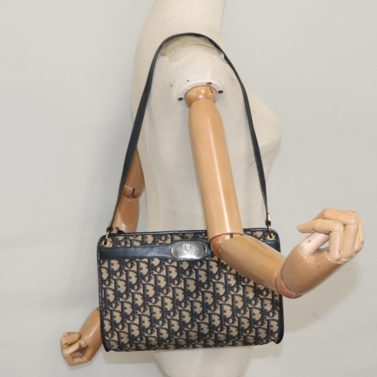 Christian Dior Trotter Canvas Shoulder Bag Navy Auth 105089