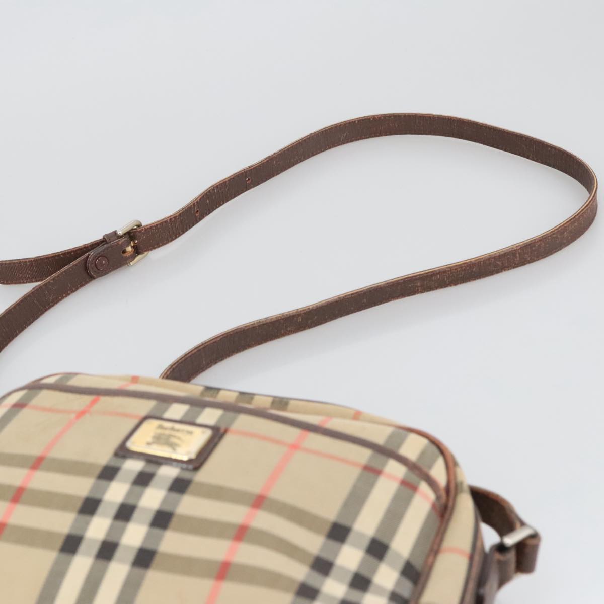 Burberrys Nova Check Shoulder Bag Canvas Beige Auth 105104