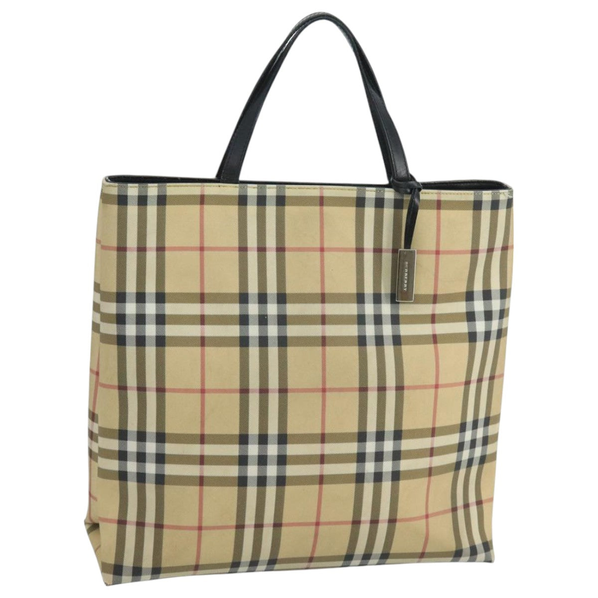 BURBERRY Nova Check Hand Bag PVC Beige Auth 105133
