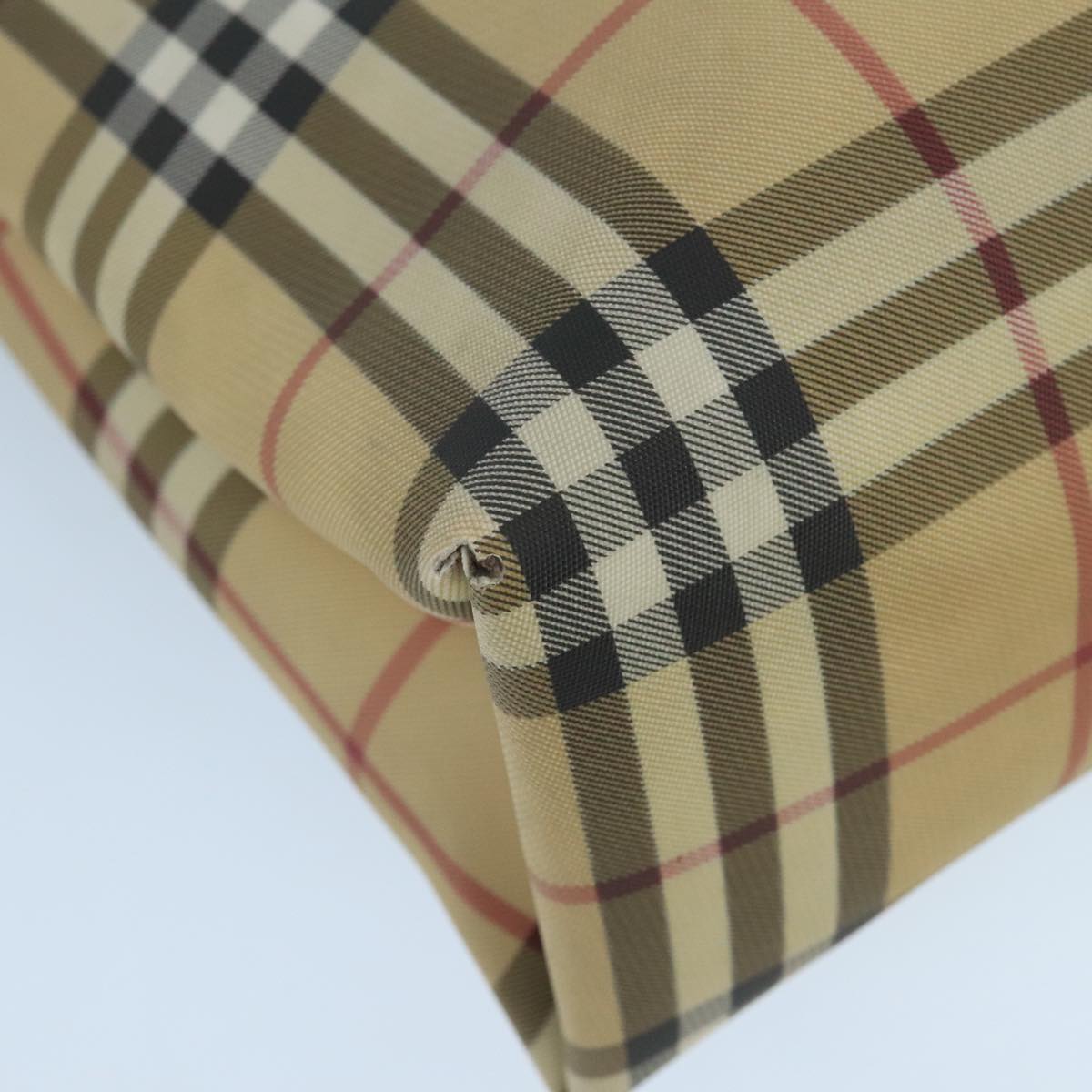BURBERRY Nova Check Hand Bag PVC Beige Auth 105133
