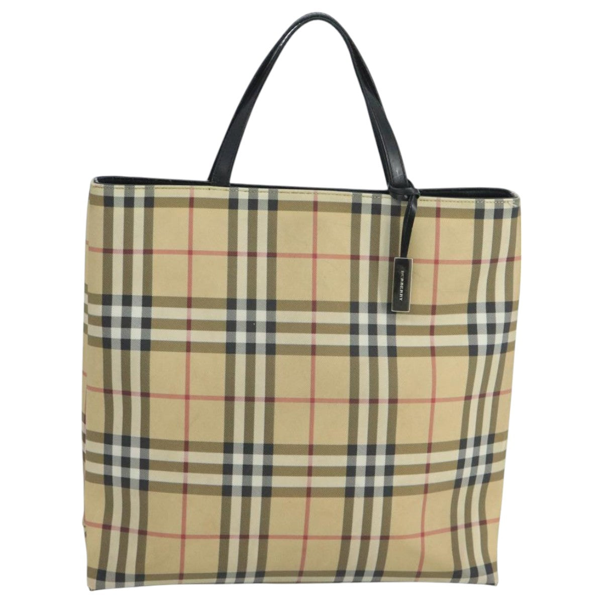 BURBERRY Nova Check Hand Bag PVC Beige Auth 105133