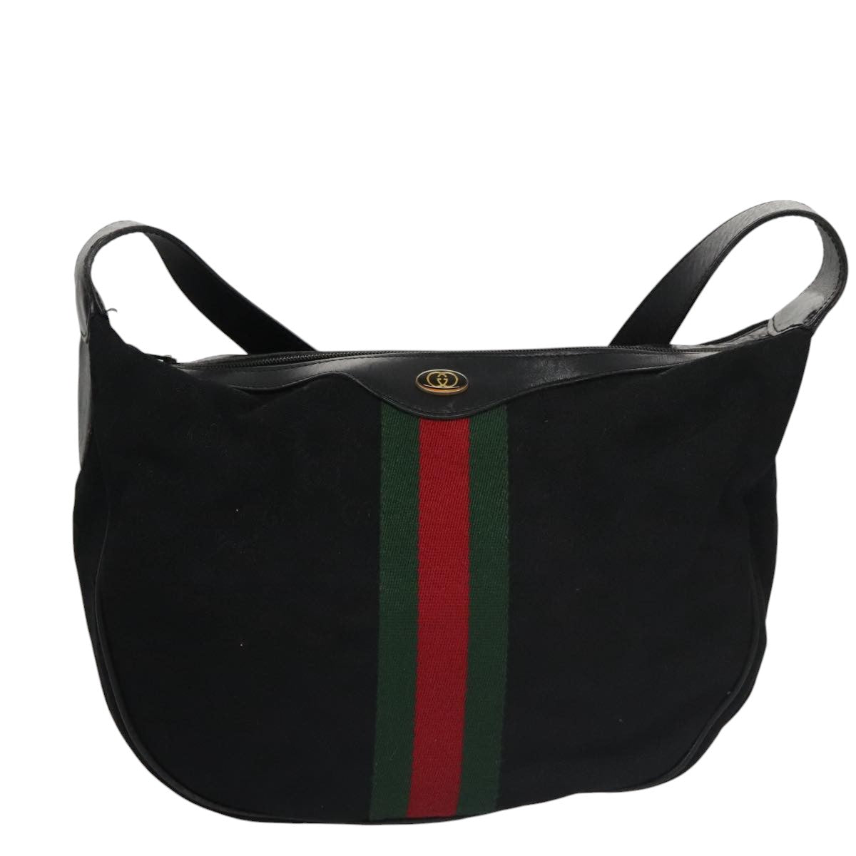 GUCCI GG Canvas Web Sherry Line Shoulder Bag Black Red 001 3840 5 Auth 105200