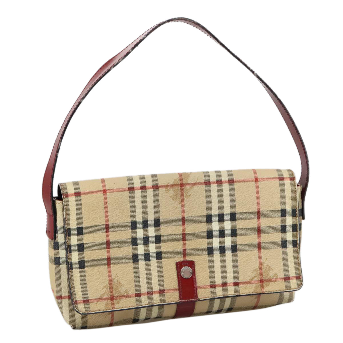 BURBERRY Nova Check Shoulder Bag PVC Beige Auth 105207