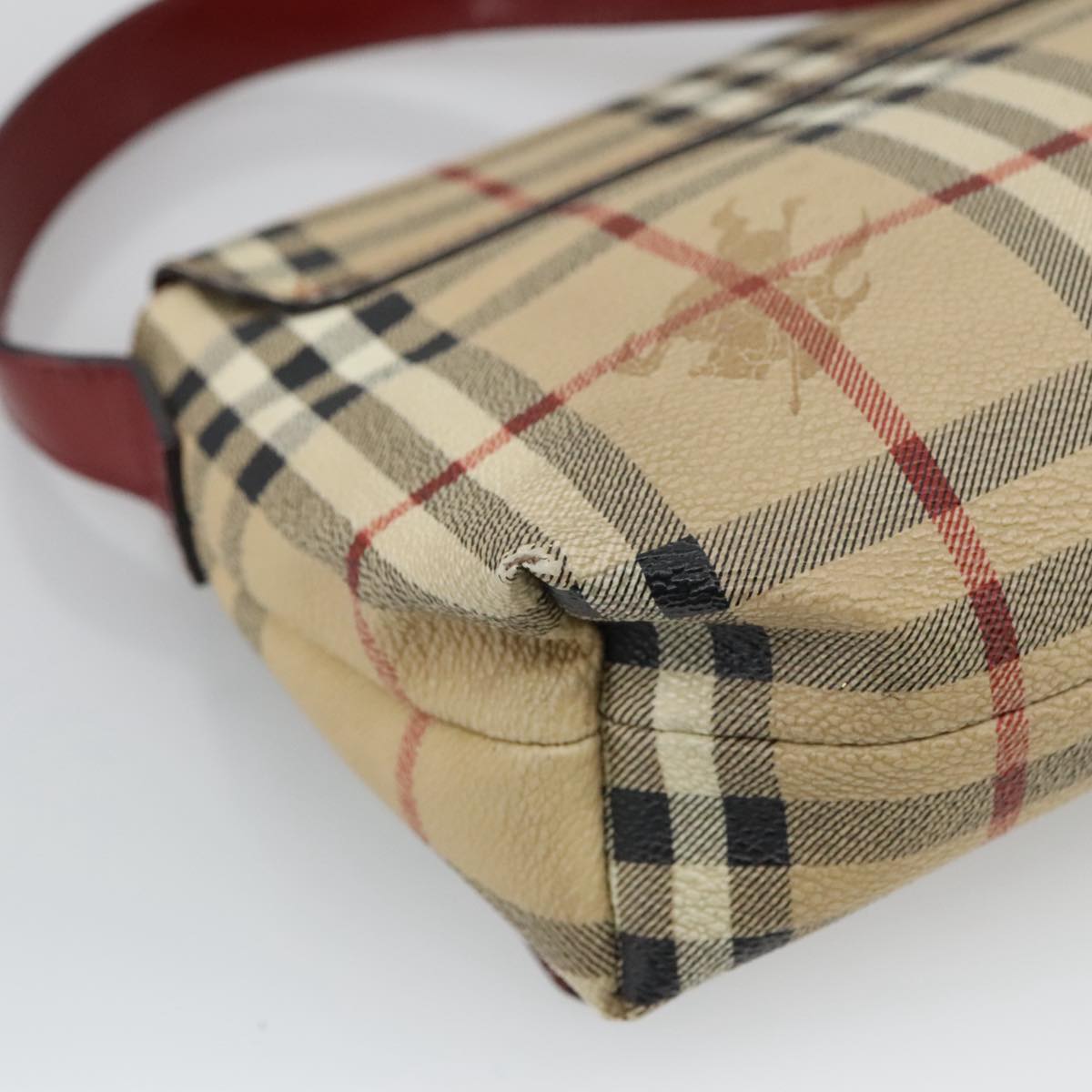 BURBERRY Nova Check Shoulder Bag PVC Beige Auth 105207