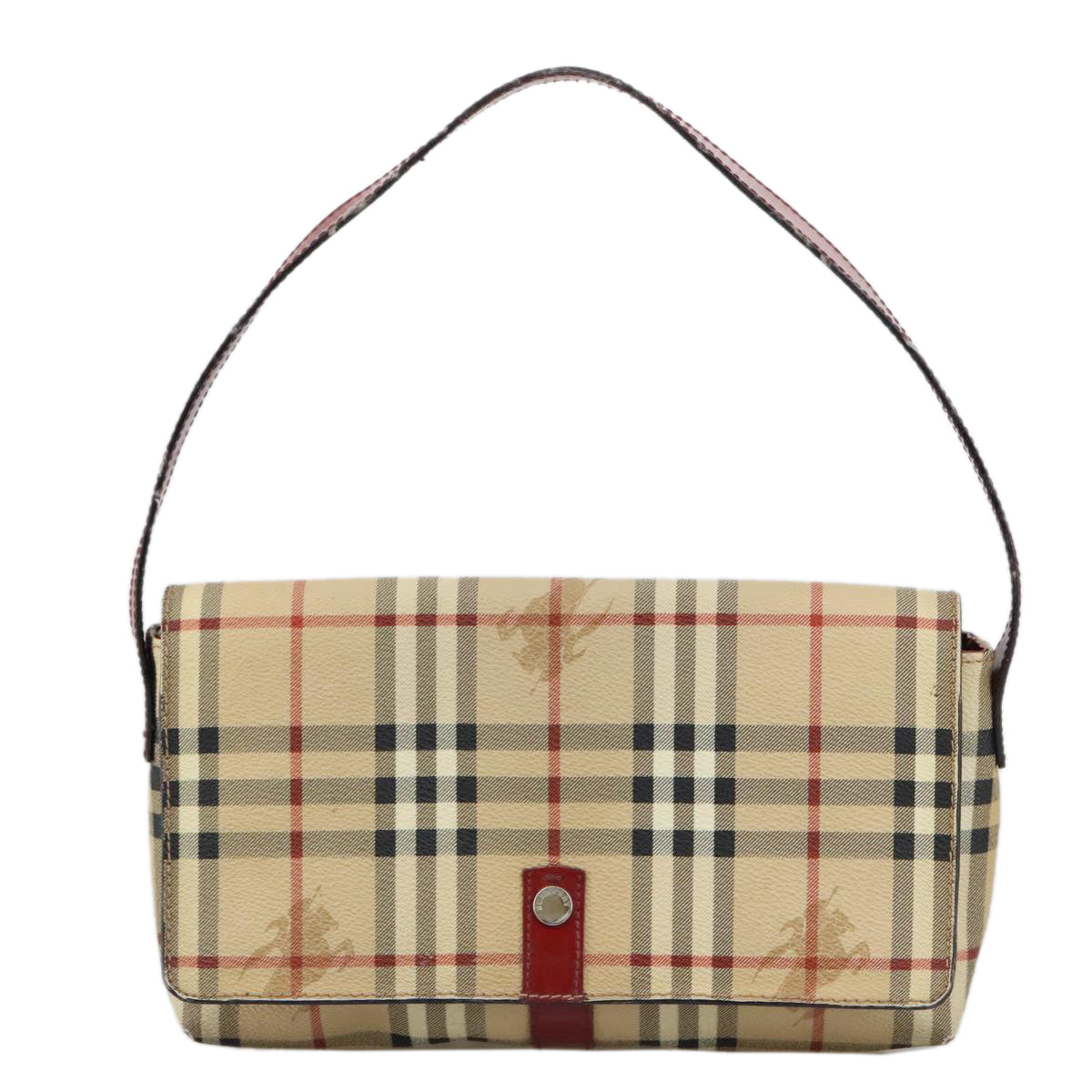 BURBERRY Nova Check Shoulder Bag PVC Beige Auth 105207