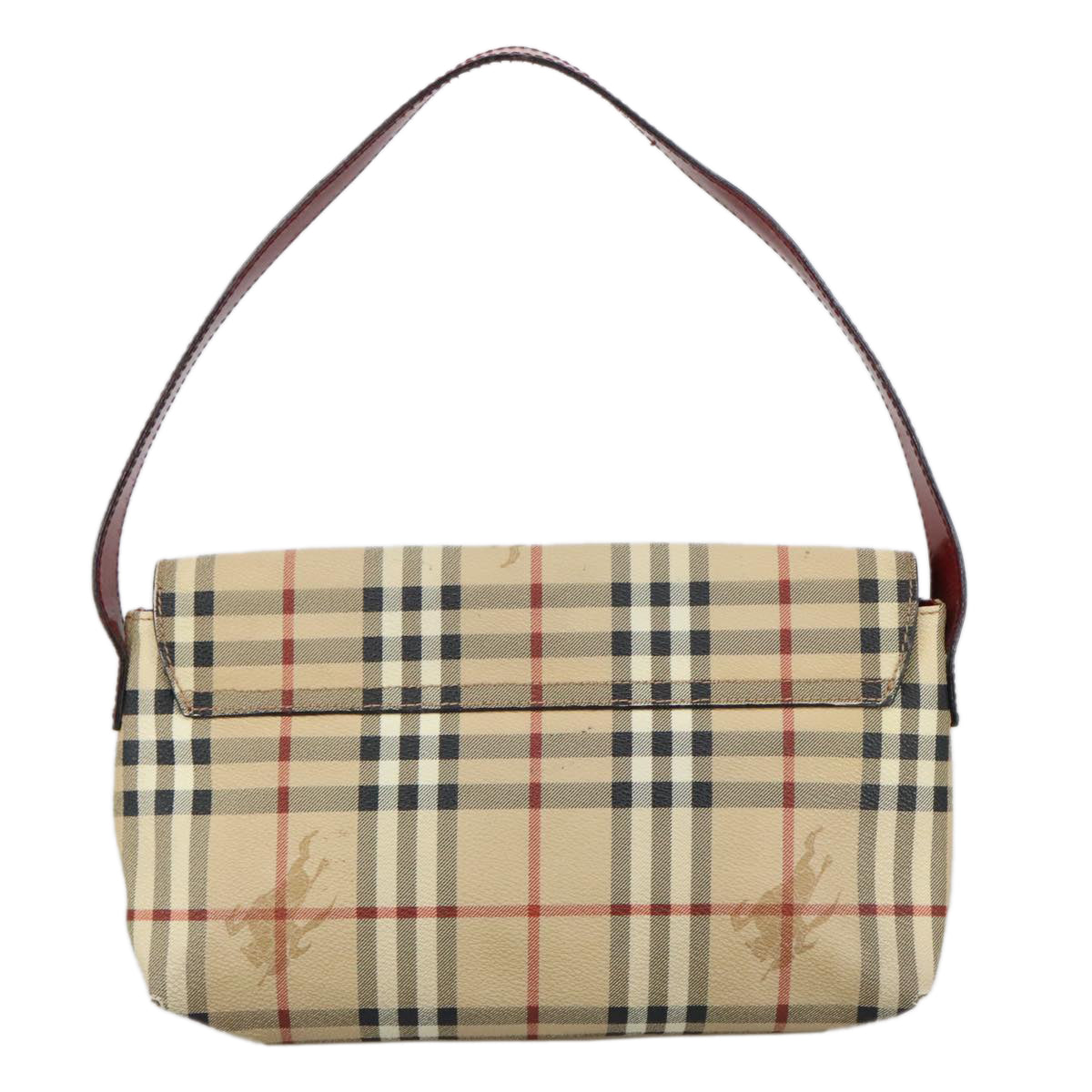 BURBERRY Nova Check Shoulder Bag PVC Beige Auth 105207