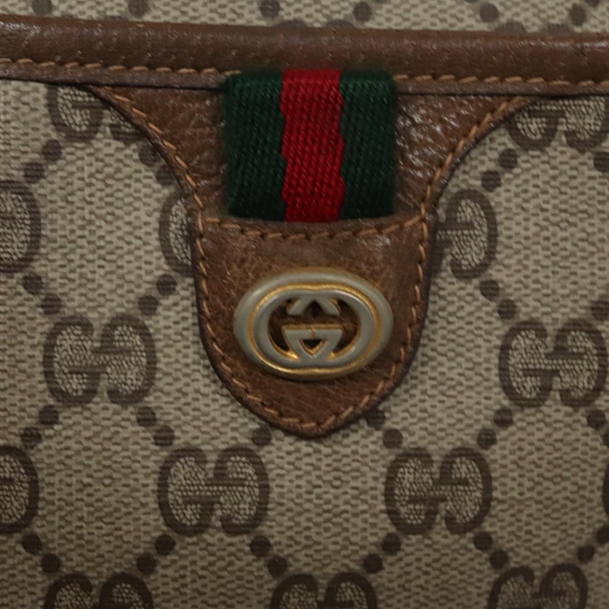 GUCCI GG Supreme Web Sherry Line Shoulder Bag PVC Beige 89 02 077 Auth 105239