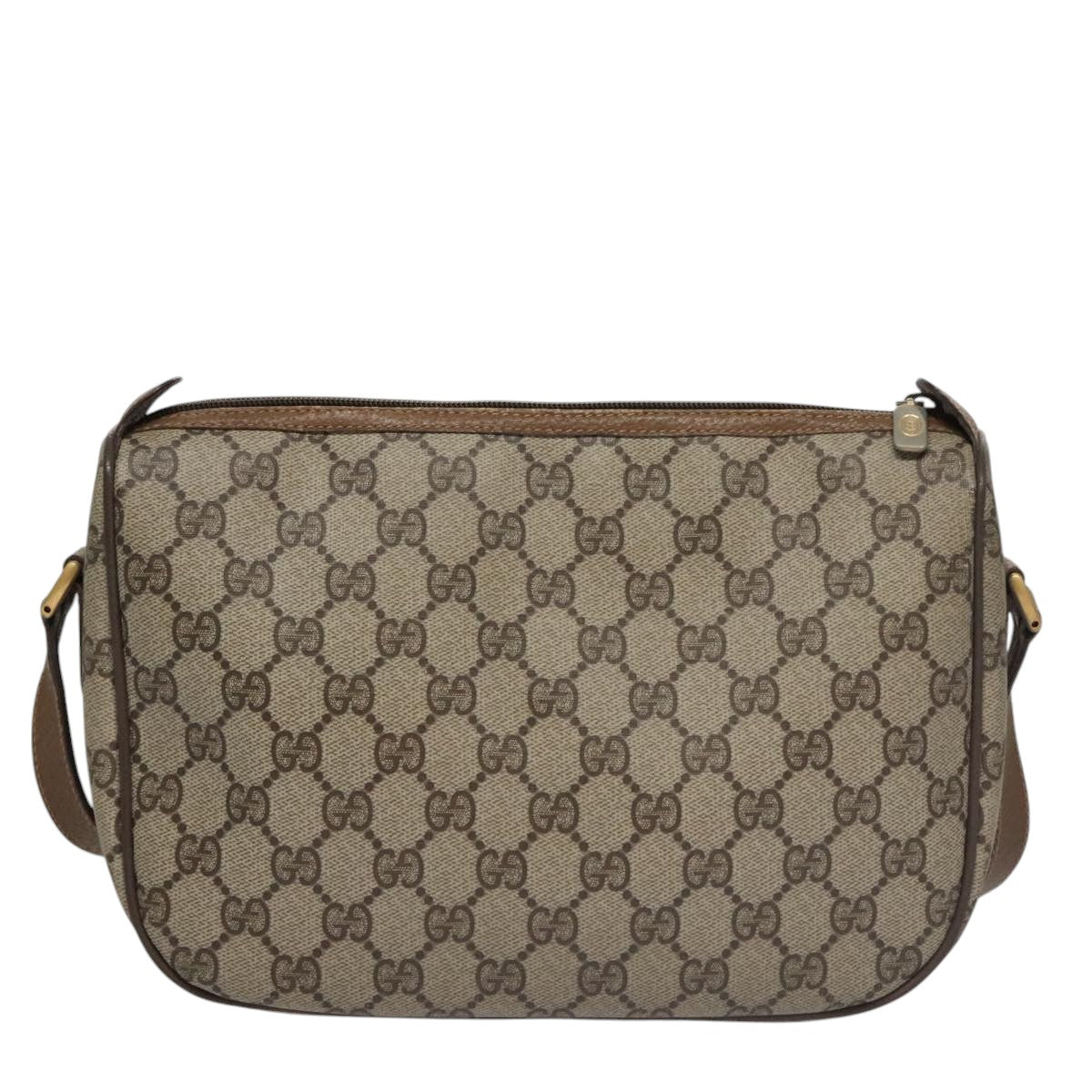 GUCCI GG Supreme Web Sherry Line Shoulder Bag PVC Beige 89 02 077 Auth 105239