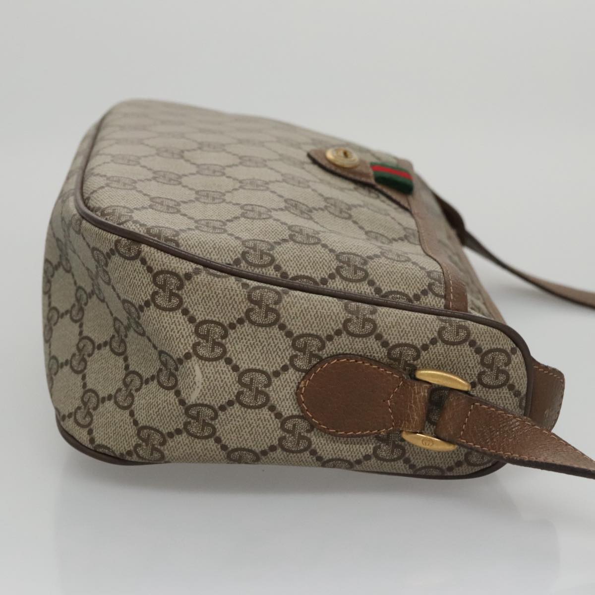 GUCCI GG Supreme Web Sherry Line Shoulder Bag PVC Beige 89 02 077 Auth 105239