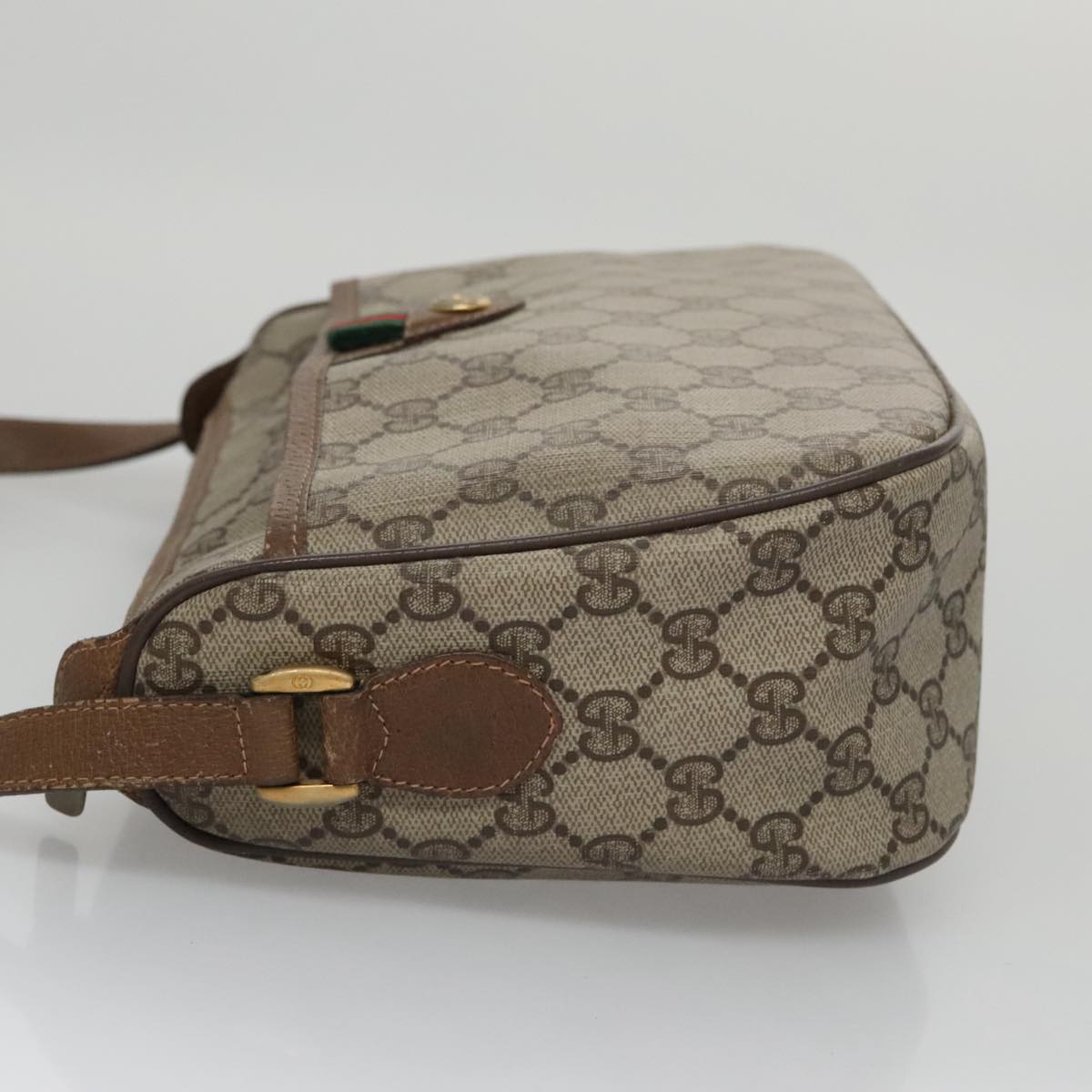 GUCCI GG Supreme Web Sherry Line Shoulder Bag PVC Beige 89 02 077 Auth 105239