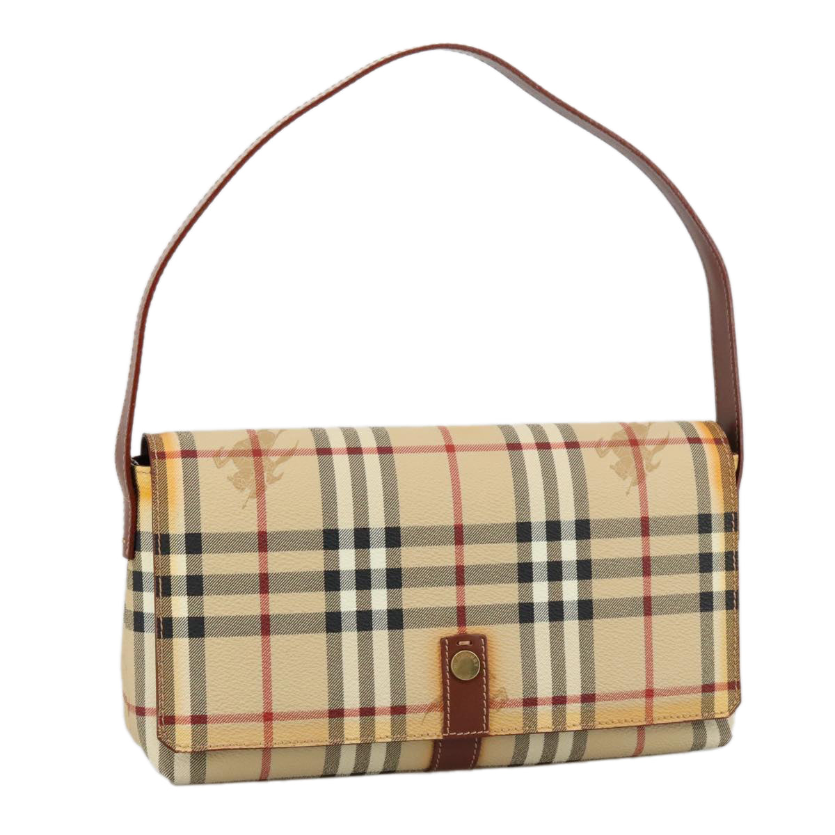 BURBERRY Nova Check Shoulder Bag PVC Beige Auth 105255