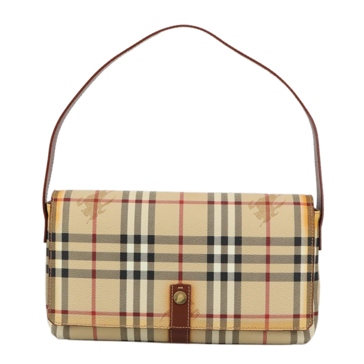 BURBERRY Nova Check Shoulder Bag PVC Beige Auth 105255