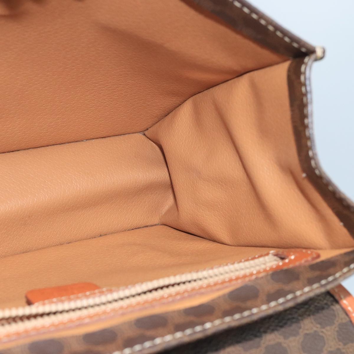 CELINE Macadam Canvas Hand Bag PVC Leather 2way Brown Gold Auth 105267