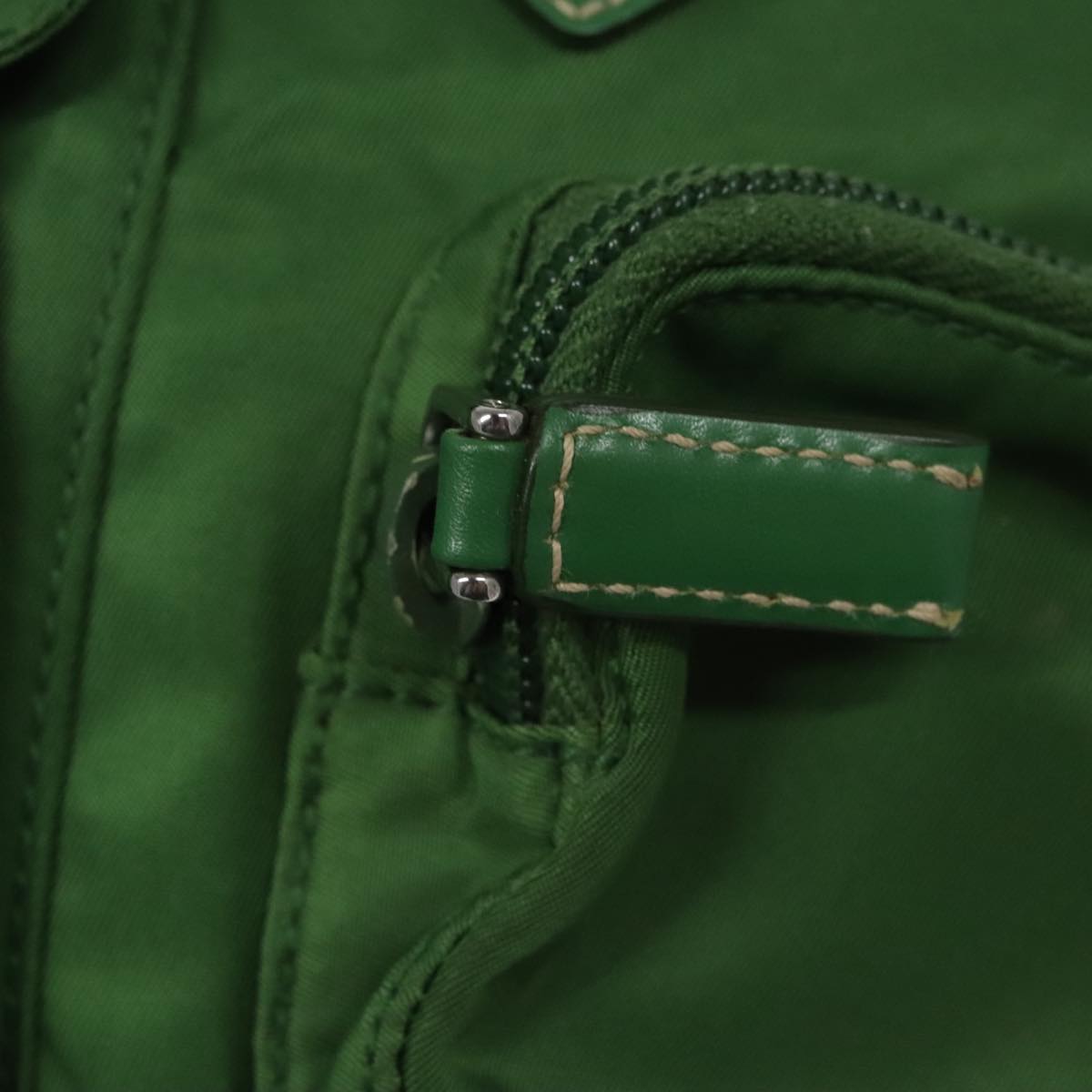 PRADA Waist Bag Nylon Green Silver Auth 105286V
