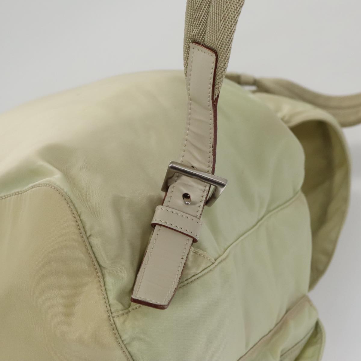 PRADA Backpack Nylon Beige Silver Auth 105307