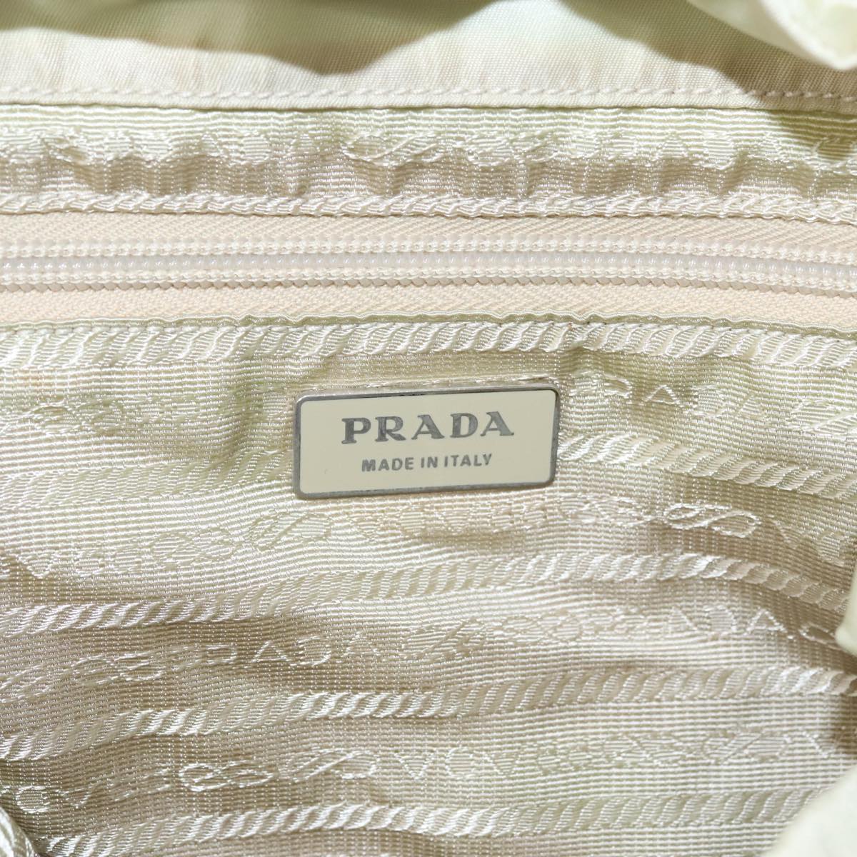 PRADA Backpack Nylon Beige Silver Auth 105307