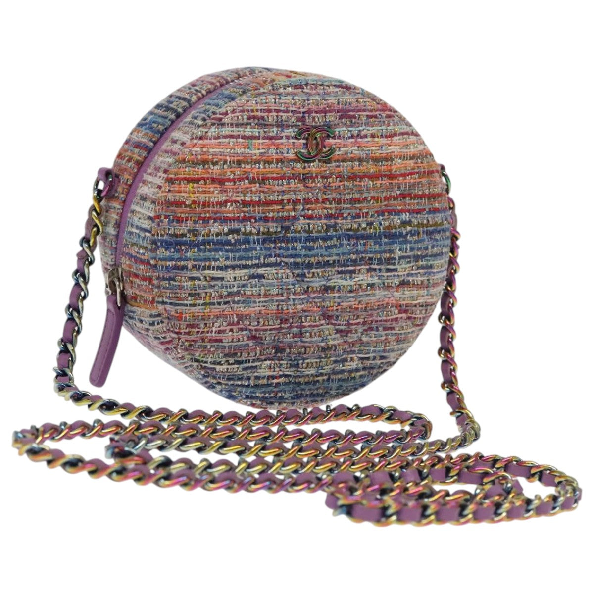 CHANEL Chain Shoulder Bag Tweed Rainbow CC Auth 105332SV