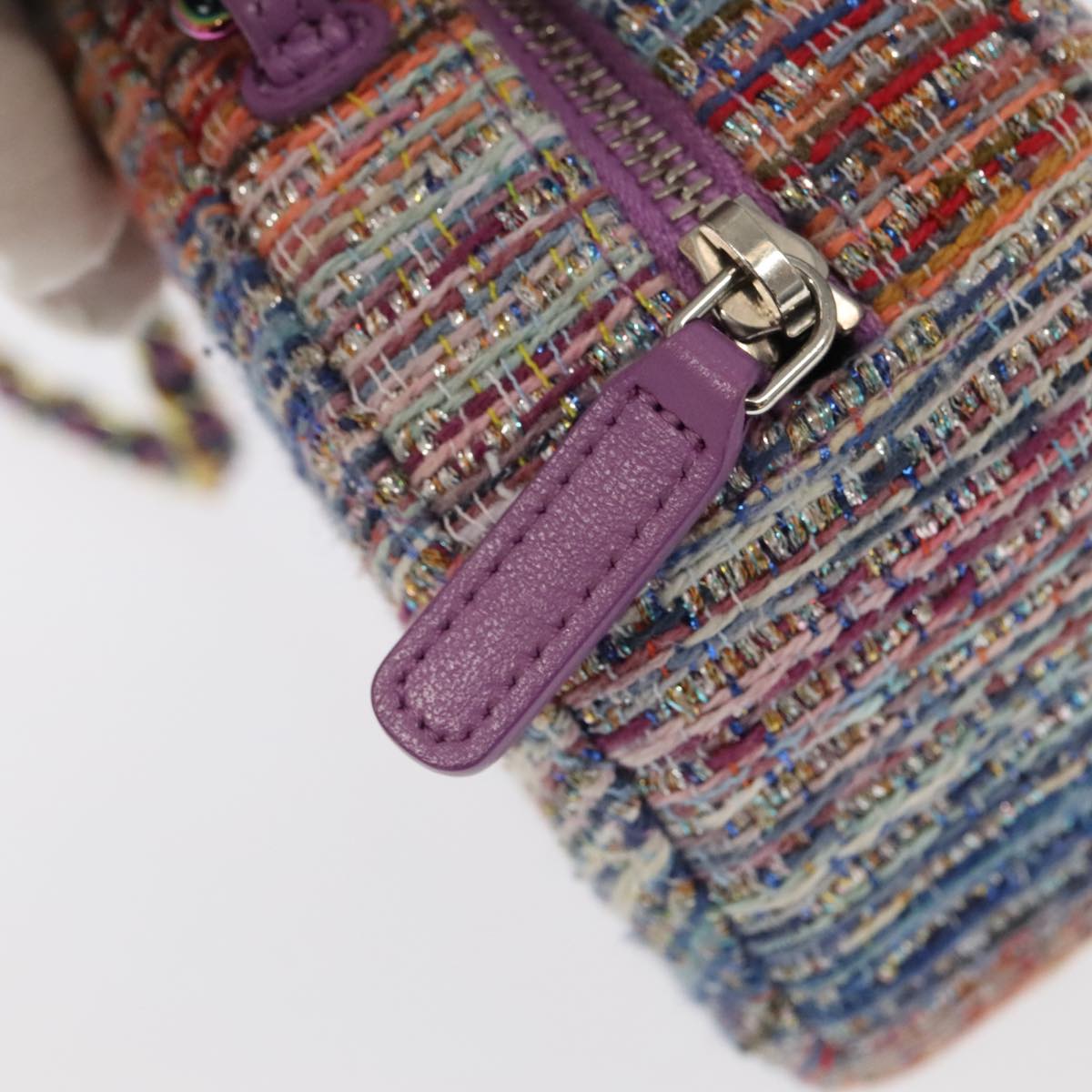CHANEL Chain Shoulder Bag Tweed Rainbow CC Auth 105332SV