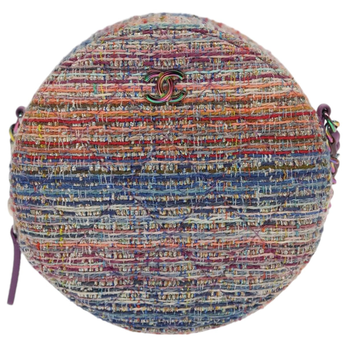 CHANEL Chain Shoulder Bag Tweed Rainbow CC Auth 105332SV