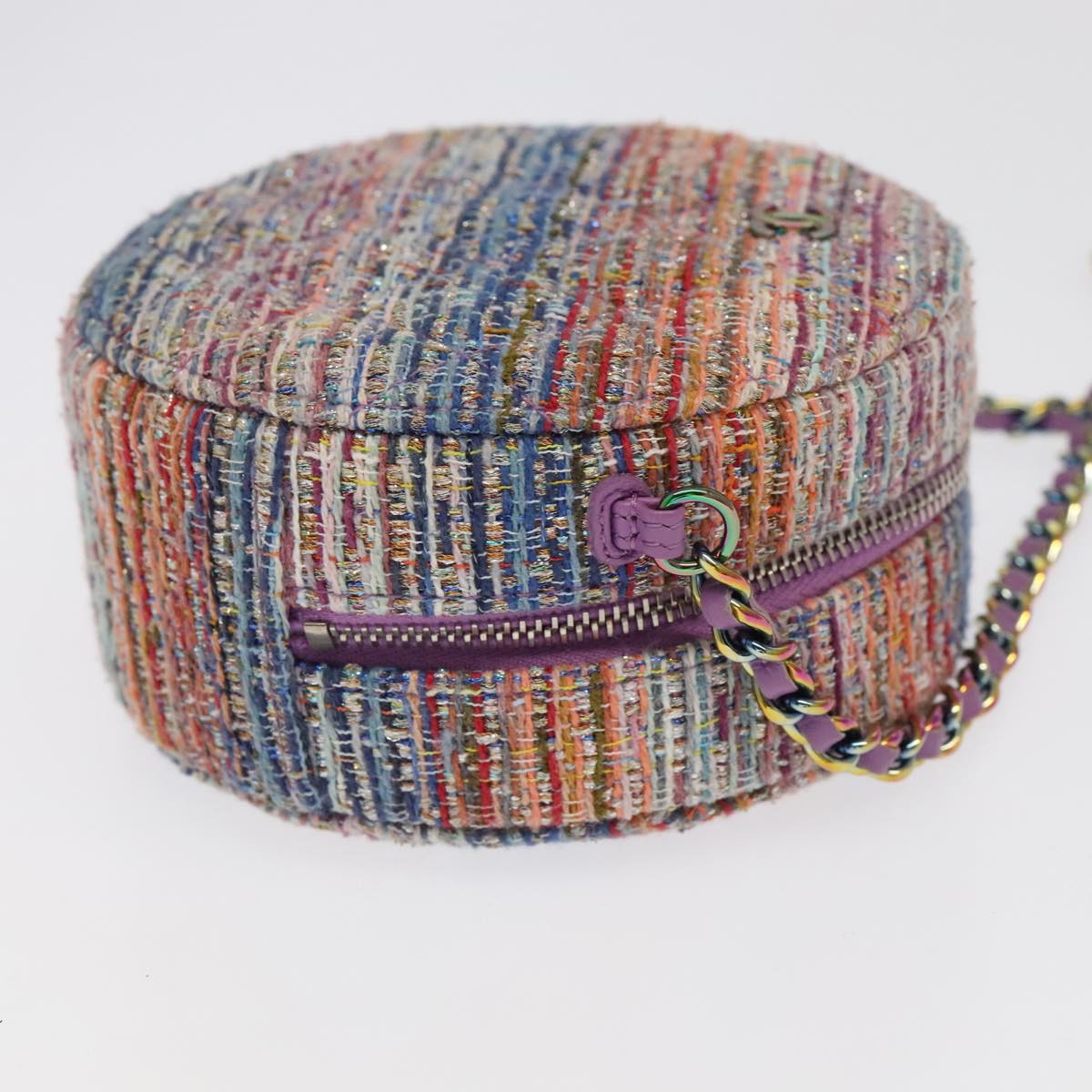 CHANEL Chain Shoulder Bag Tweed Rainbow CC Auth 105332SV