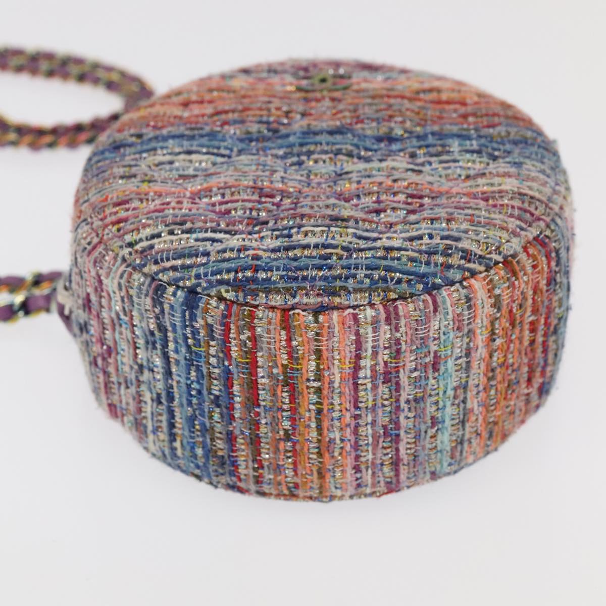 CHANEL Chain Shoulder Bag Tweed Rainbow CC Auth 105332SV