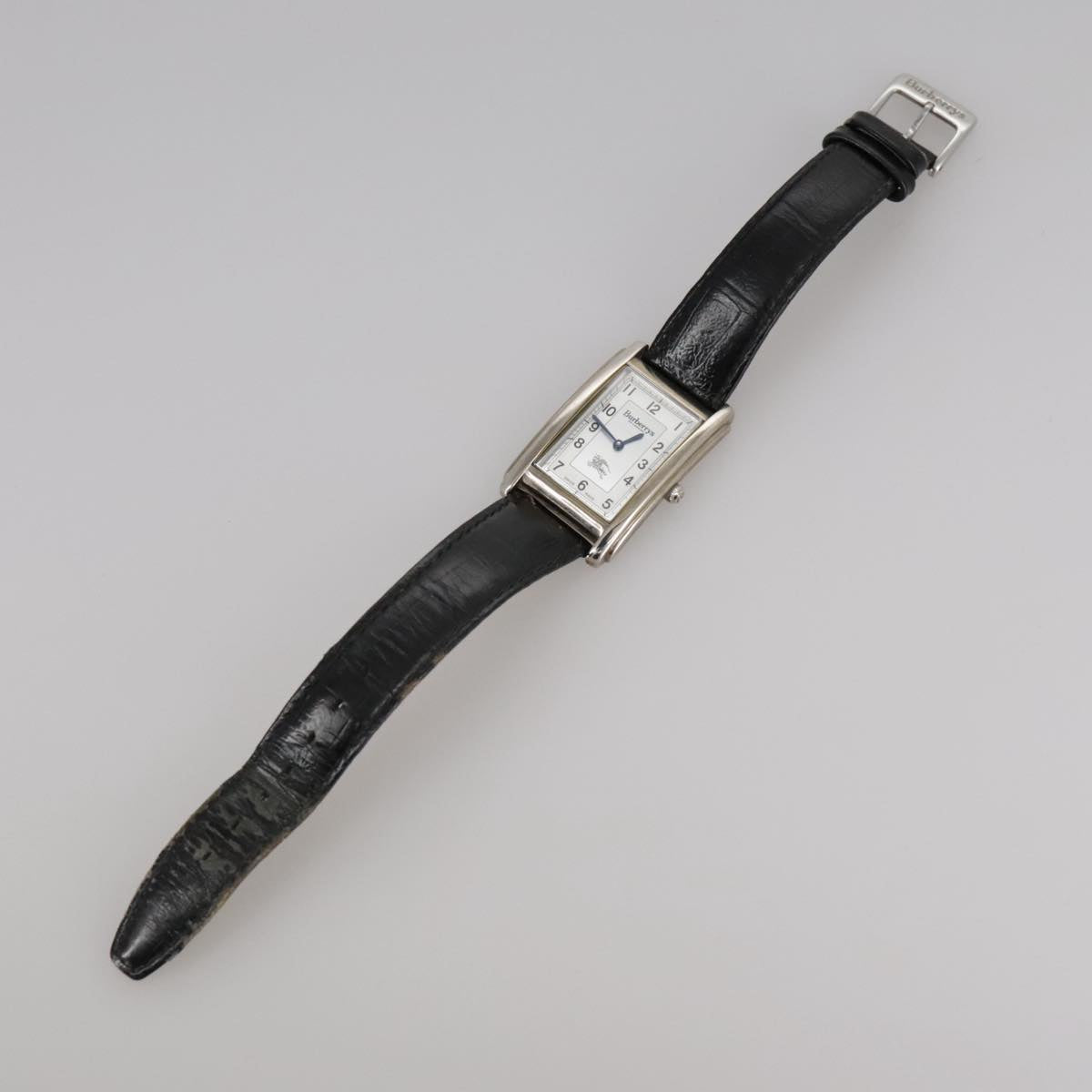 Burberrys Watches Leather Black Auth 105337